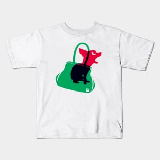 Angry animals: chihuahua in little green bag Kids T-Shirt